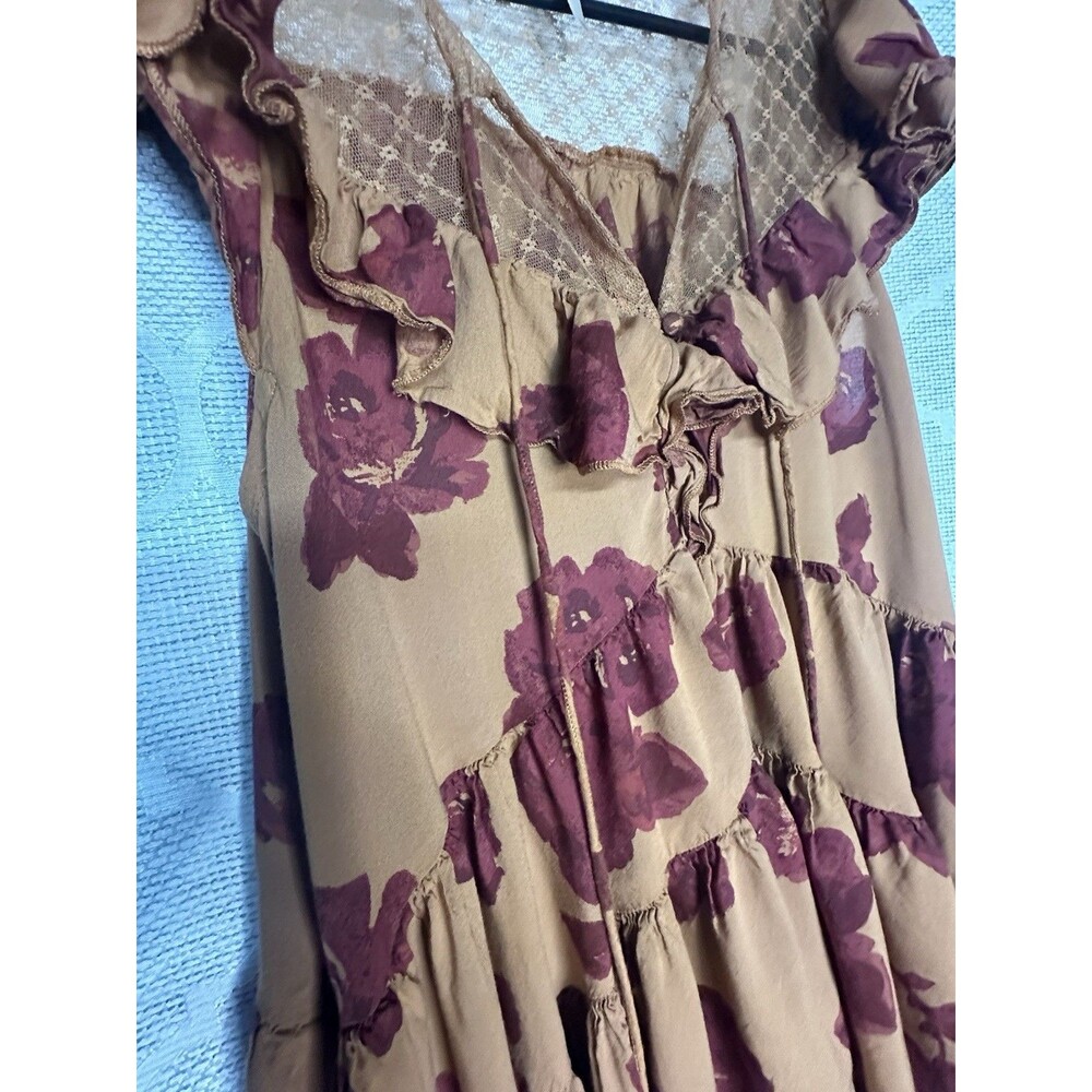 Free People Tilly Tunic Mini Dress Womens XS Autumn Floral Lace Ruffle Feminine - Picture 6 of 6